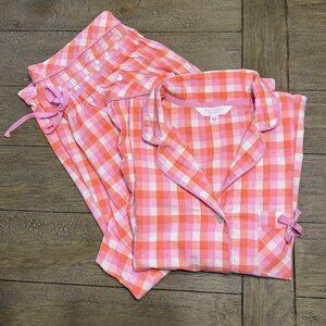 Victoria's Secret Cotton Pajamas Sleep Set Long Sleeve, Capri Bottoms Size M